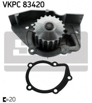 Помпа води Berlingo 1.8D/1.9D/2.0,Jumper,Jumpy,Fiat Scudo,Peugeot 405,Boxer,Expert,Partner,Suzuki 9 SKF VKPC83420 (фото 1)