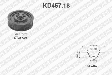 К-кт ГРМ (пасок + ролик) VAG 2,0 90-95 /124x 18/ SNR NTN KD45718