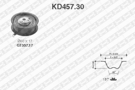 К-кт ГРМ 137z Skoda Felecia 1.9D 95-02 / VW Polo 1.7SDI-1.9SDI 97-01 SNR NTN KD45730