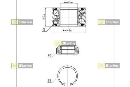 Комплект подшипника колеса передний STARLINE LO03431