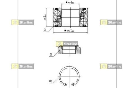 Комплект підшипника колеса передній STARLINE LO03432