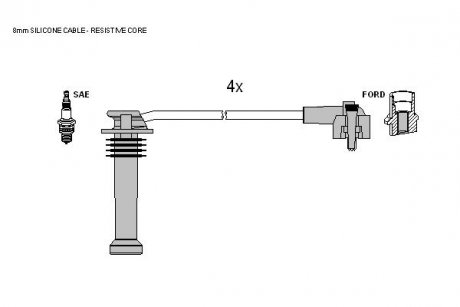 Комплект кабелiв запалювання STARLINE ZK 2186 (фото 1)