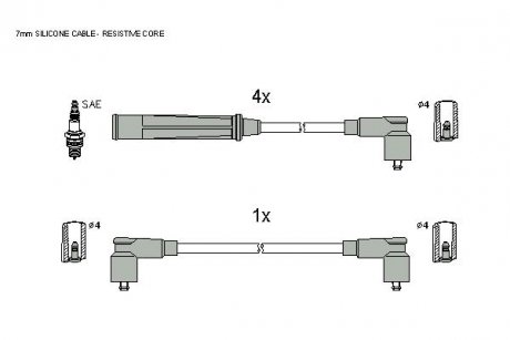 Комплект кабелів запалювання STARLINE ZK 4284