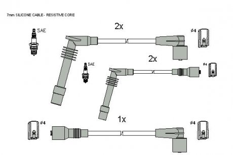 Комплект кабелiв запалювання STARLINE ZK 8612 (фото 1)