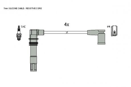 Комплект кабелiв запалювання STARLINE ZK 9952