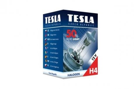 Лампа галоген 12VH4,12V,60/55W,P43t+50% Premium BLATNA TESLA B30401