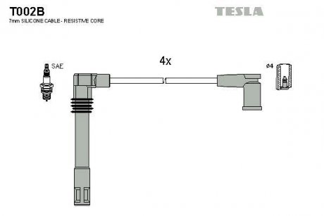 Дроти запалення, набір TESLA T002B