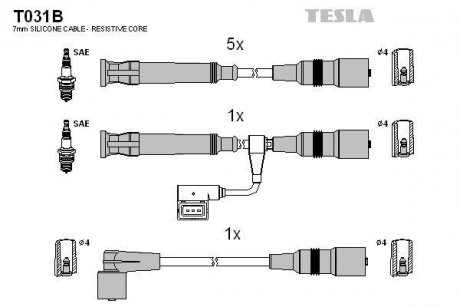 Комплект кабелів запалювання TESLA T031B
