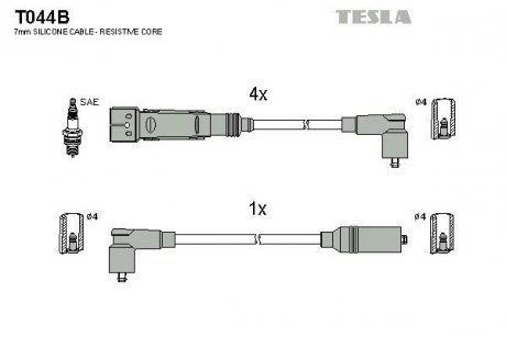 Комплект кабелей зажигания TESLA T044B