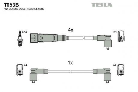 Проволока зажигания, набор TESLA T053B