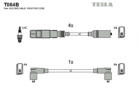 Комплект кабелів запалювання TESLA T064B