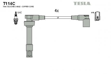 Комплект кабелей зажигания TESLA T114C