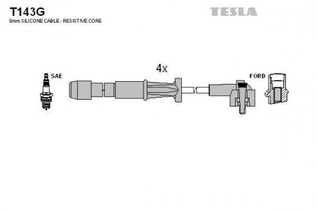 Комплект кабелей зажигания TESLA T143G (фото 1)