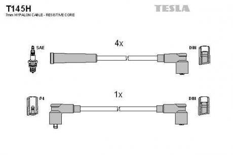 Комплект кабелей зажигания TESLA T145H (фото 1)