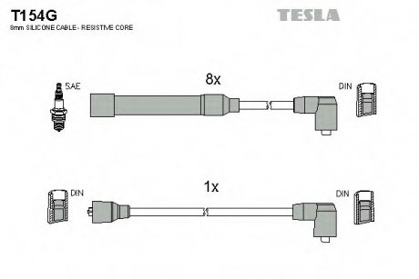 Комплект кабелей зажигания TESLA T154G