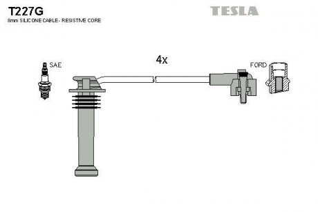 Проволока зажигания, набор TESLA T227G (фото 1)