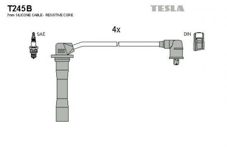 Комплект кабелей зажигания TESLA T245B