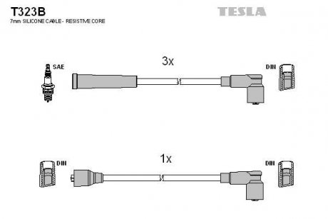 Комплект кабелів запалювання TESLA T323B