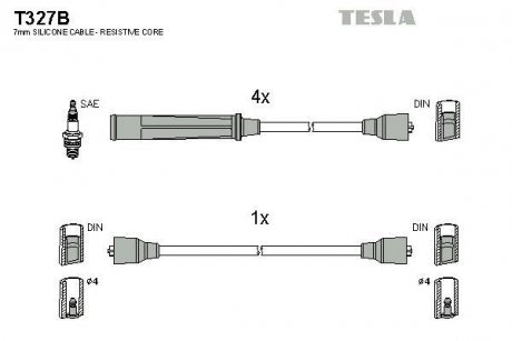 Комплект кабелей зажигания TESLA T327B