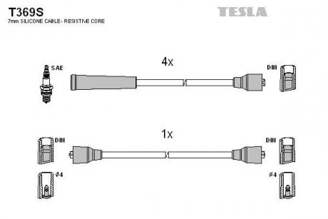 Комплект кабелей зажигания TESLA T369S