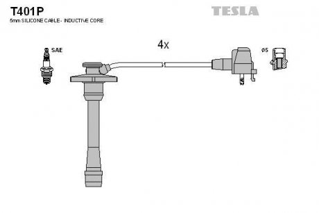 Комплект кабелів запалювання TESLA T401P