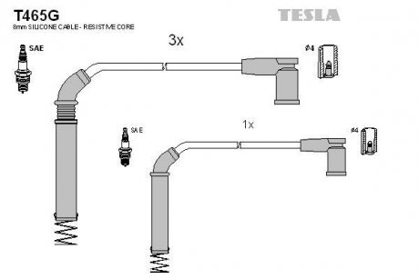 Дроти запалення, набір TESLA T465G