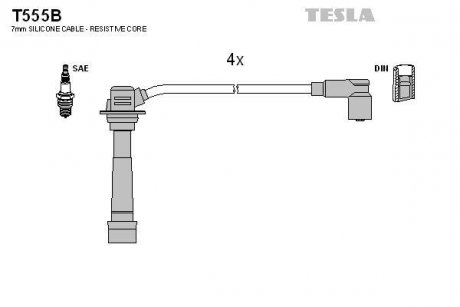 Комплект кабелей зажигания TESLA T555B (фото 1)