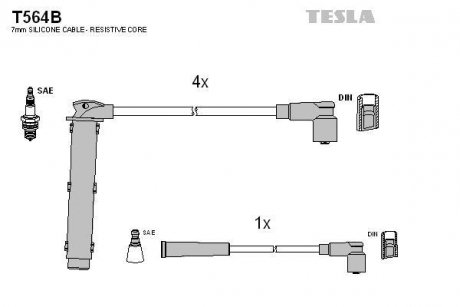 Комплект кабелів запалювання TESLA T564B