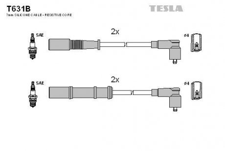 В/в дроти Fiat Punto1.2/1.4 05- TESLA T631B