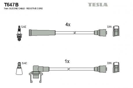 Дроти запалення, набір TESLA T647B