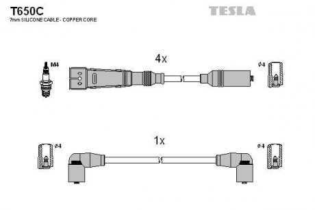 Комплект кабелей зажигания TESLA T650C (фото 1)