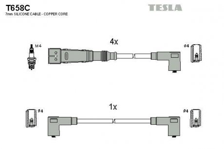 Проволока зажигания, набор TESLA T658C