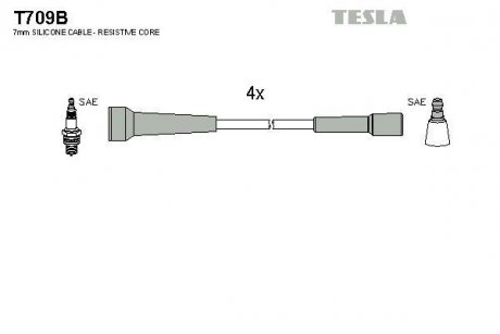 Комплект кабелів запалювання TESLA T709B