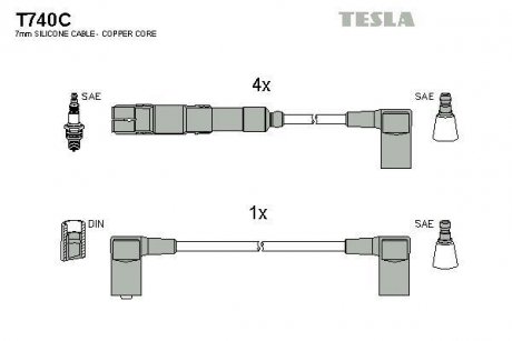 Дроти запалення, набір TESLA T740C