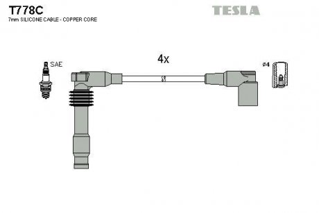 Дроти запалення, набір TESLA T778C