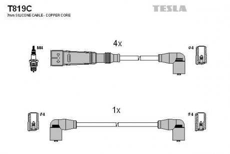 Комплект кабелей зажигания TESLA T819C (фото 1)