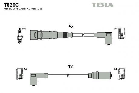 Комплект кабелей зажигания TESLA T820C