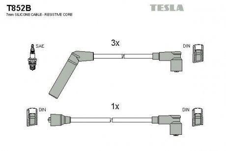 Комплект кабелей зажигания TESLA T852B (фото 1)