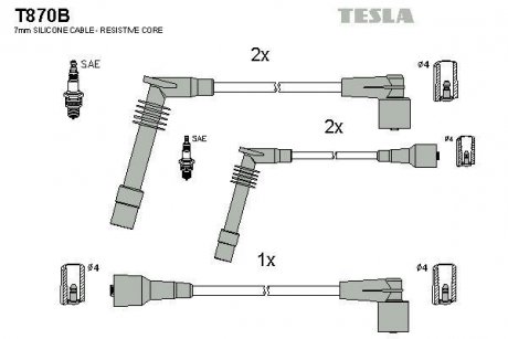 Комплект кабелей зажигания TESLA T870B (фото 1)