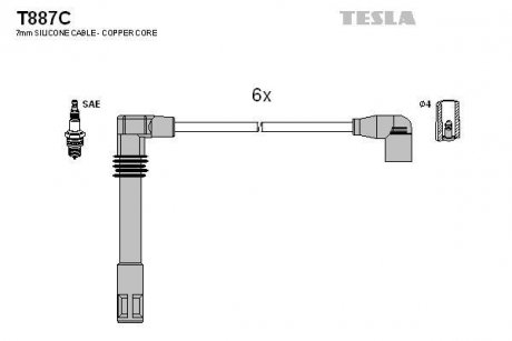 Комплект кабелів запалювання TESLA T887C