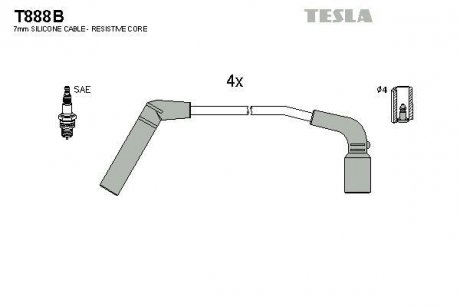 Провід свічковий Матіз 1,0 (силікон)) BLATNA TESLA T888B