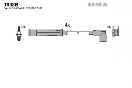 Комплект кабелей зажигания TESLA T898B