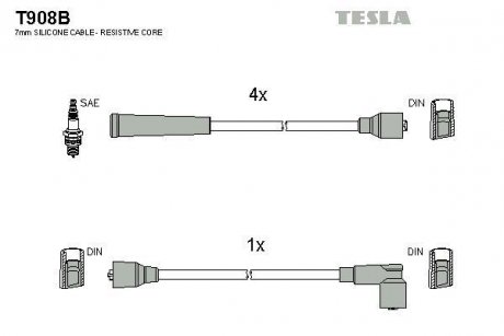 Комплект кабелів запалювання TESLA T908B