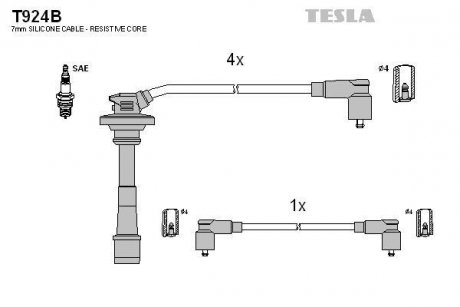 Комплект кабелів запалювання TESLA T924B