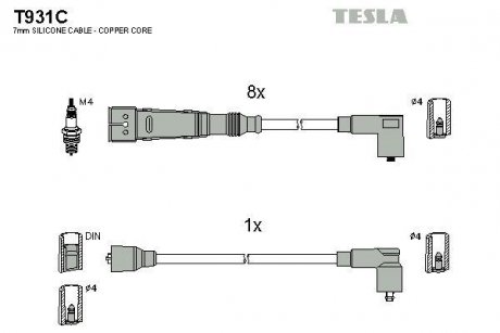 Комплект кабелей зажигания TESLA T931C (фото 1)