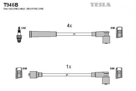 Комплект кабелів запалювання TESLA T946B