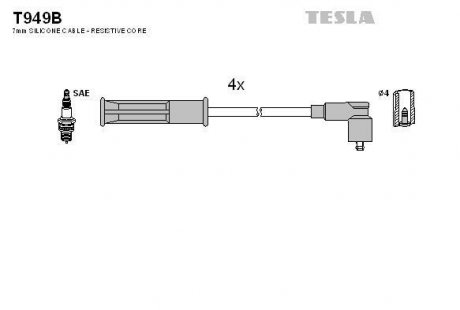 К-кт проводов Dacia Logan 1.4/1.6 TESLA T949B