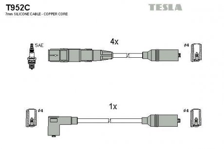 Дроти запалення, набір TESLA T952C