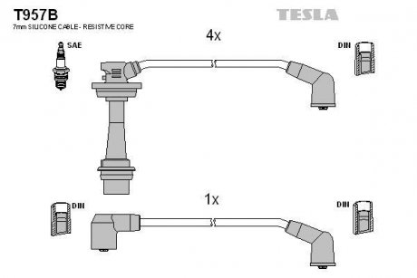 Комплект кабелів запалювання TESLA T957B