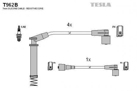 Провід В/В Opel 1.2-1.6 Corsa/Vectra TESLA T962B